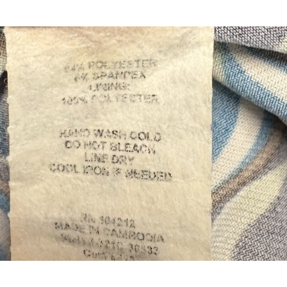 Vintage y2k Babydoll Top Small Black Green Geometric Tie Back V Neck Lettice Hem - Picture 9 of 10